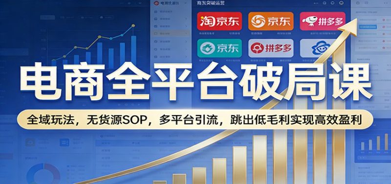电商全平台破局课：全域玩法，无货源SOP，多平台引流，跳出低毛利实现高效盈利-初遇资源网