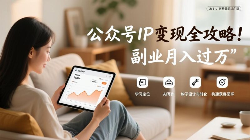 公众号IP变现全攻略,学习定位、AI写作、钩子设计与转化,构建获客闭环,副业月入过万-初遇资源网