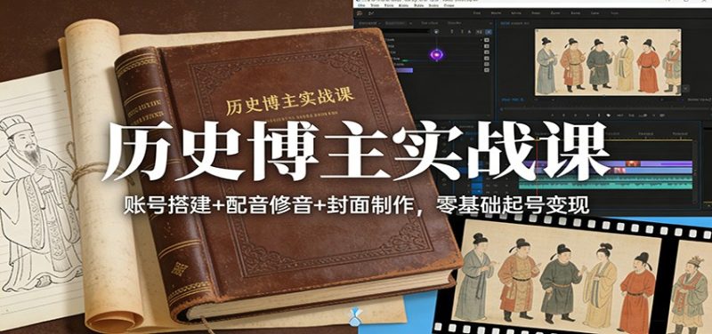历史博主实战课:账号搭建+配音修音+封面制作,零基础起号变现-初遇资源网