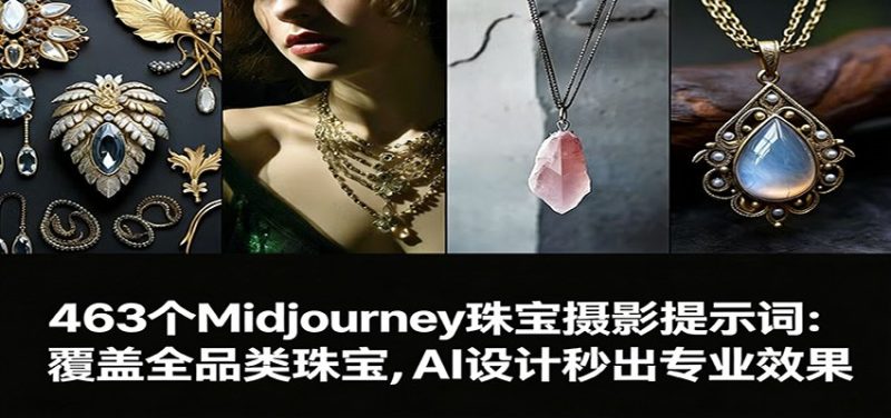 463个Midjourney珠宝摄影提示词：覆盖全品类珠宝，AI设计秒出专业效果-初遇资源网