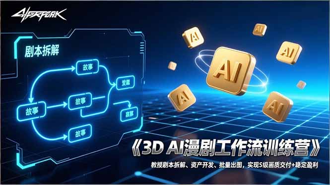 3D AI漫剧工作流训练营:教授剧本拆解、资产开发、批量出图,实现S级画质交付+稳定盈利-初遇资源网