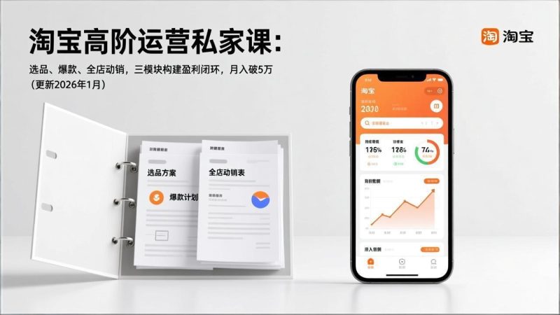 淘宝高阶运营私家课:选品、爆款、全店动销,三模块构建盈利闭环,月入破5万(更新26年1月)-初遇资源网