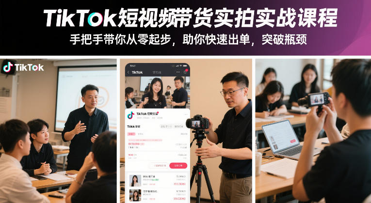 TikTok短视频带货实拍实战课程,手把手带你从零起步,助你快速出单,突破瓶颈-初遇资源网
