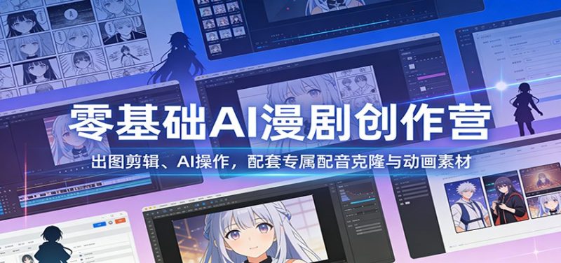 零基础AI漫剧创作营：出图剪辑、AI操作，配套专属配音克隆与动画素材-初遇资源网