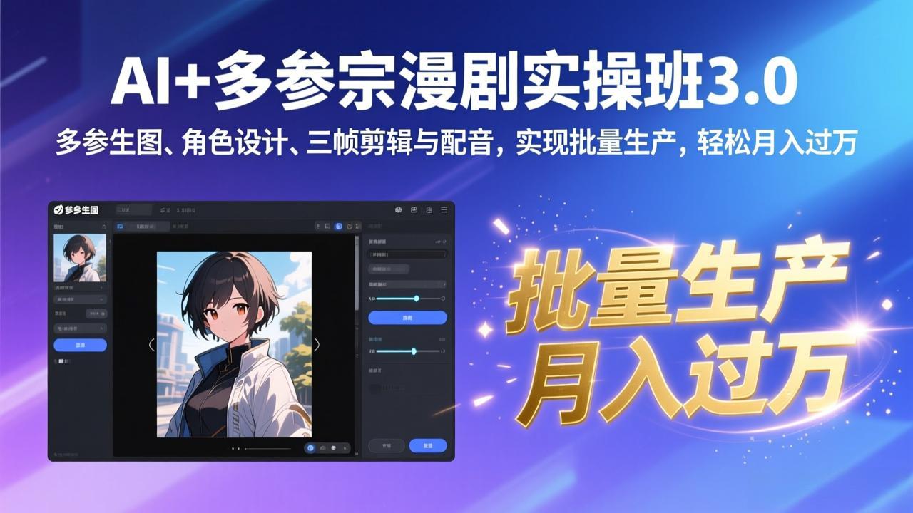 【中创网】AI+多参宗漫剧实操班3.0：多参生图、角色设计、三帧剪辑与配音，实现批量生产，轻松月入过万 - 初遇资源网
