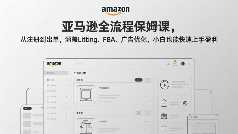 亚马逊全流程保姆课,从注册到出单,涵盖Listing、FBA、广告优化,小白也能快速上手盈利-初遇资源网