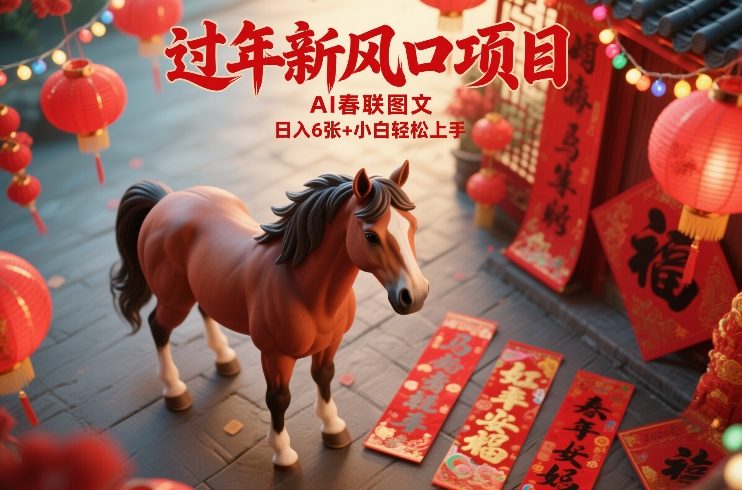 过年新风口项目,用ai春联图文,日入6张+小白轻松上手-初遇资源网