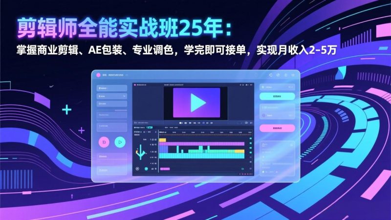 剪辑师全能实战班25年:掌握商业剪辑、AE包装、专业调色,学完即可接单,实现月收入2-5万-初遇资源网