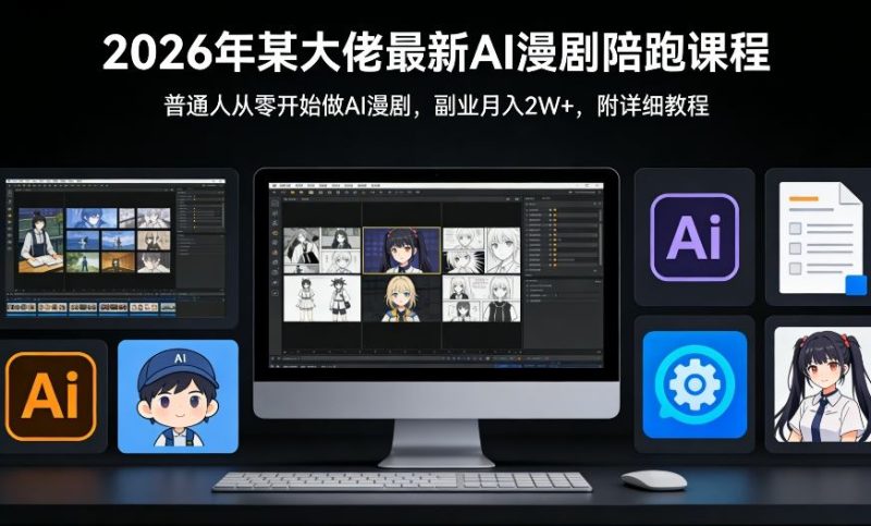 26年某大佬最新Ai漫剧陪跑课程,普通人从零开始做AI漫剧,副业月入2W+-初遇资源网