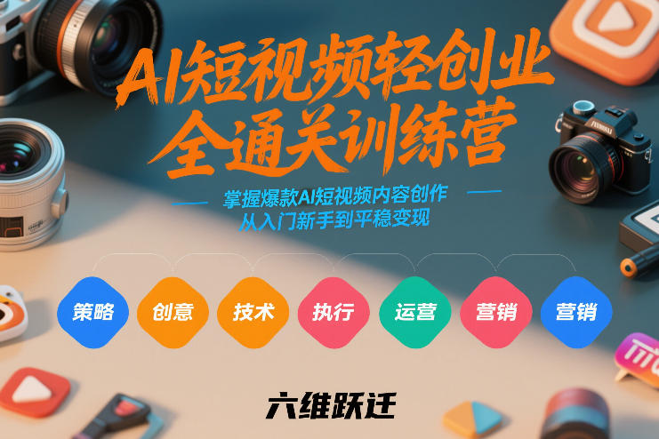 AI短视频轻创业全通关训练营，掌握爆款AI短视频内容创作，从入门新手到平稳变现的六维跃迁-初遇资源网
