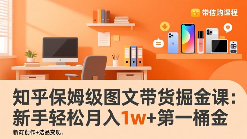 知乎保姆级图文带货掘金课:账号打造+爆文创作+选品变现,新手轻松月入1w+第一桶金-初遇资源网