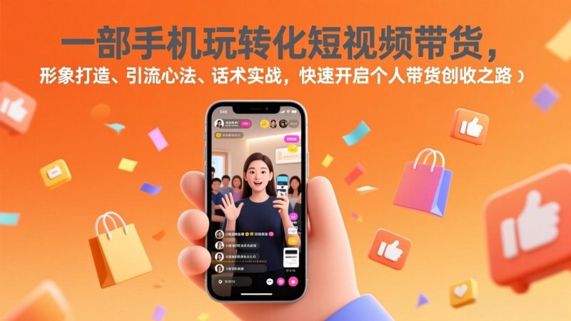 一部手机玩转化短视频带货,形象打造、引流心法、话术实战,快速开启个人带货创收之路-初遇资源网
