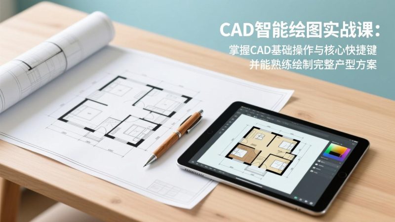 CAD智能绘图实战课:掌握CAD基础操作与核心快捷键,并能熟练绘制完整户型方案-初遇资源网