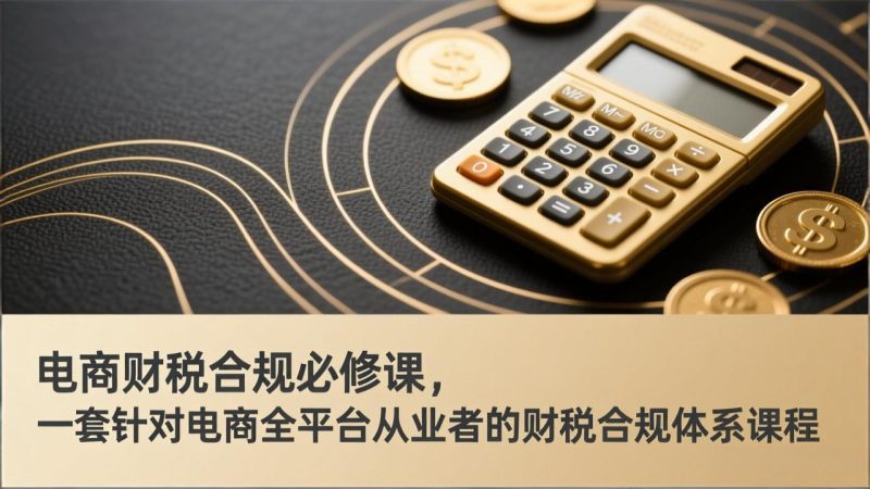 电商财税合规必修课,是一套针对电商全平台从业者的财税合规体系课程-初遇资源网