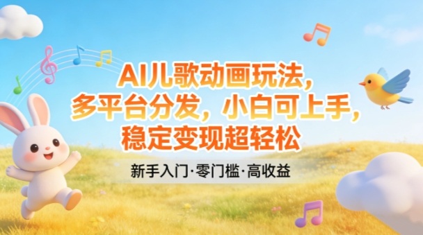 AI儿歌动画玩法,多平台分发,小白可上手,稳定变现超轻松-初遇资源网