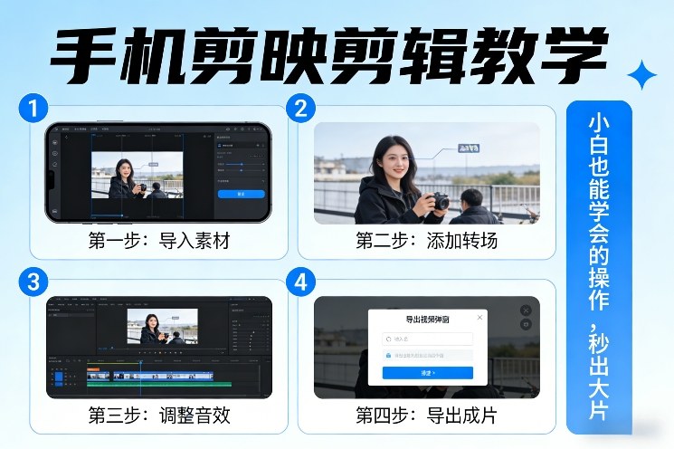 手机剪映剪辑教学,小白也能学会的操作,秒出大片-初遇资源网