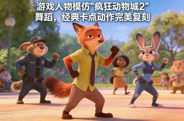 游戏人物模仿“疯狂动物城2”舞蹈，经典卡点动作完美复刻-初遇资源网