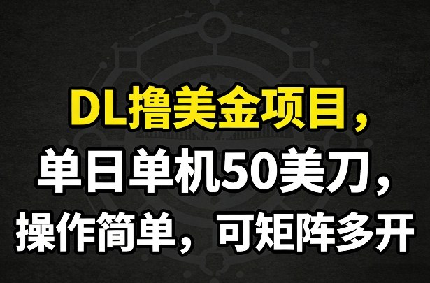 DL撸美金项目,单日单机50美刀,操作简单,可矩阵多开-初遇资源网