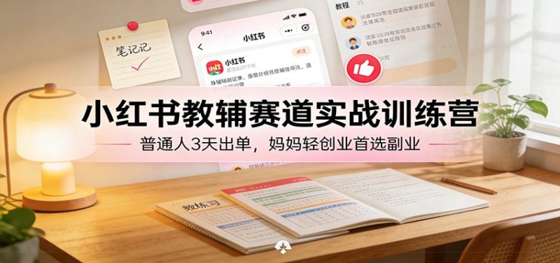 小红书教辅赛道实战训练营:普通人3天出单,妈妈轻创业首选副业-初遇资源网