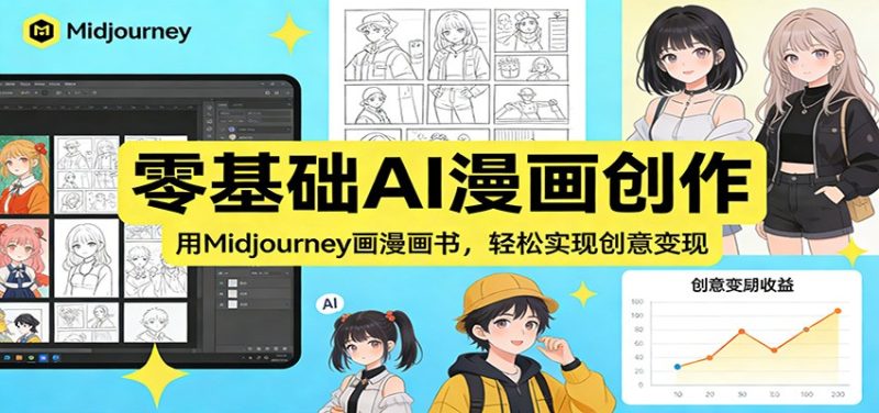 零基础AI漫画创作:用Midjourney画漫画书,轻松实现创意变现-初遇资源网