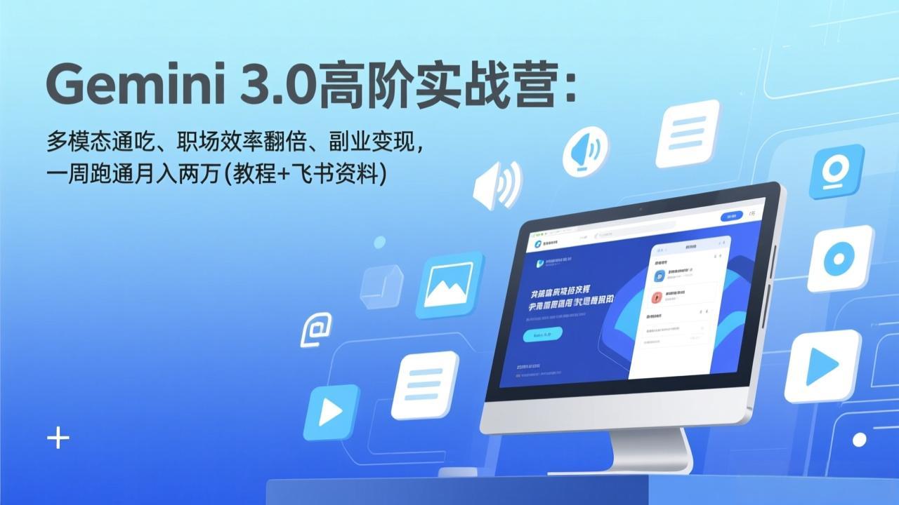 【中创网】Gemini 3.0高阶实战营：多模态通吃、职场效率翻倍、副业变现，一周跑通月入两万(教程+飞书资料) - 初遇资源网