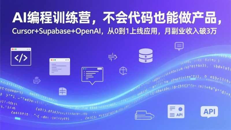 AI编程训练营,不会代码也能做产品,Cursor+Supabase+OpenAI,从0到1上线应用,月副业收入破3万-初遇资源网