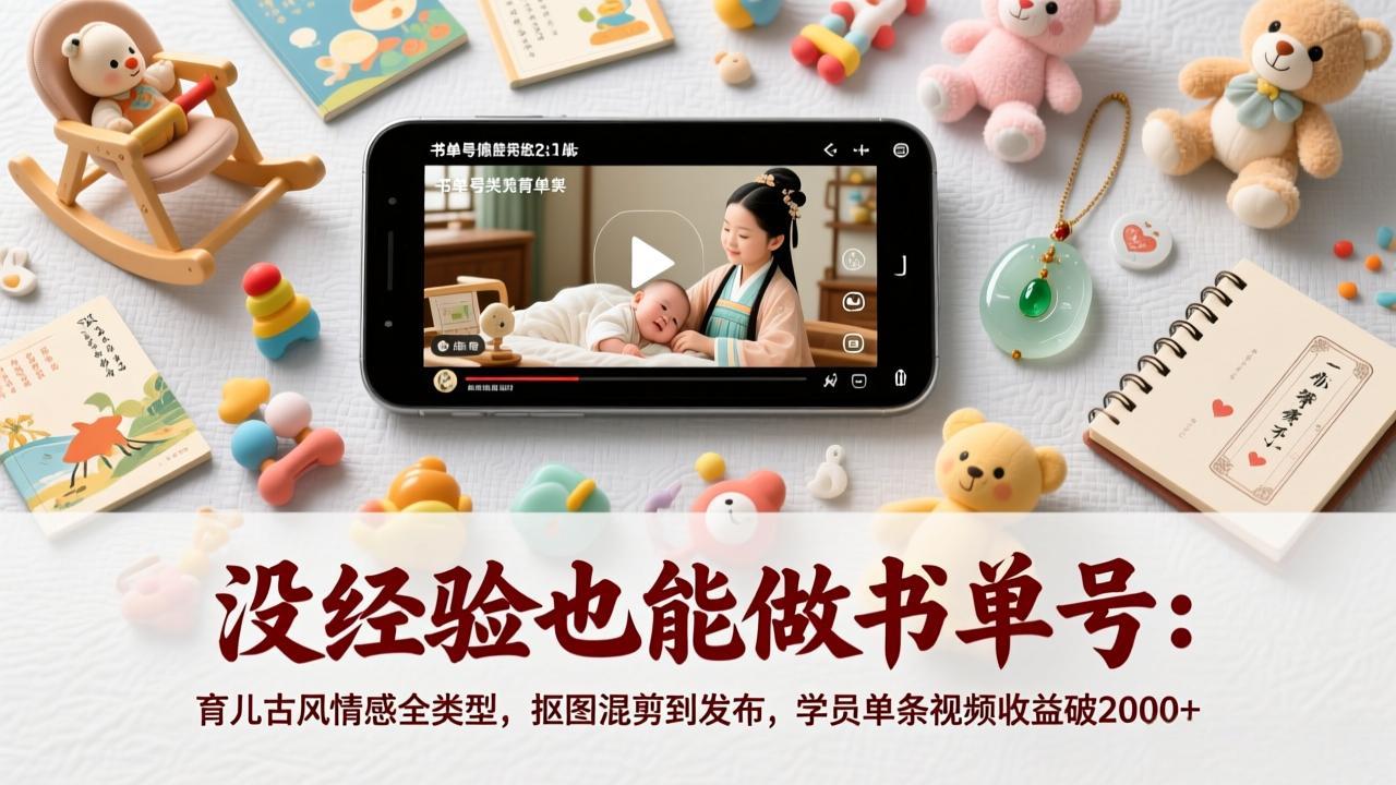 【中创网】没经验也能做书单号：育儿古风情感全类型，抠图混剪到发布，学员单条视频收益破2000+ - 初遇资源网