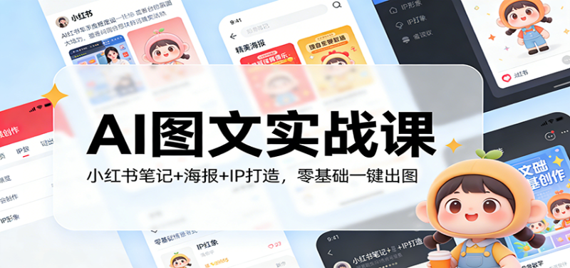 AI图文实战课:小红书笔记+海报+IP打造,零基础一键出图-初遇资源网