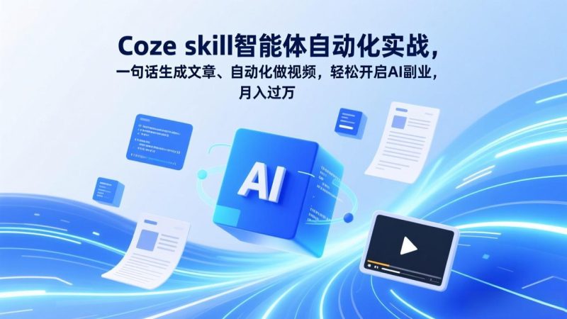 Coze skill智能体自动化实战,一句话生成文章、自动化做视频,轻松开启AI副业,月入过万-初遇资源网