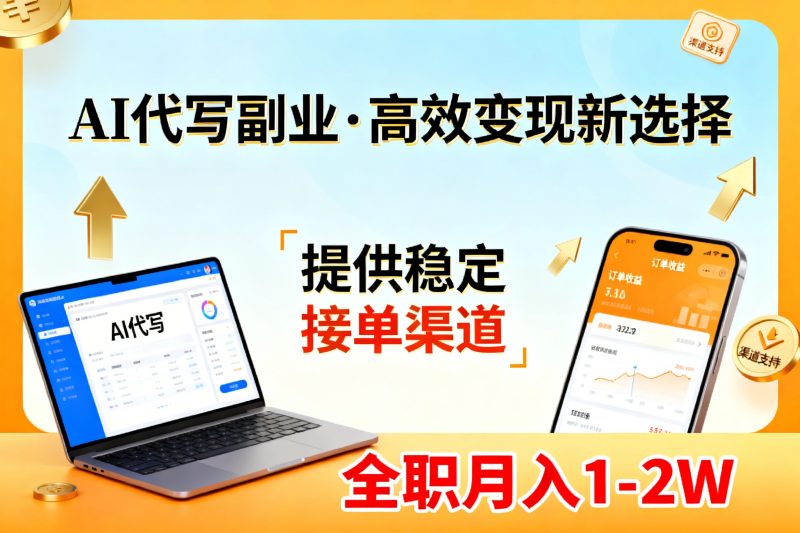 AI代写副业,高效变现,提供渠道,永不失业副业兼职 全职月入1-2W【SOP手册】-初遇资源网