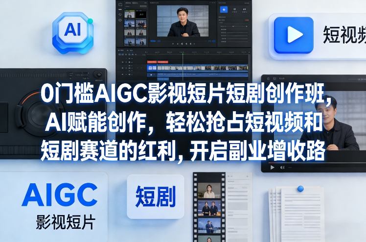 0门槛AIGC影视短片短剧创作班,AI赋能创作,轻松抢占短视频和短剧赛道的红利,开启副业增收路-初遇资源网