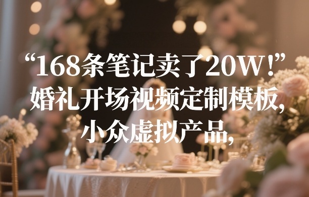 168条笔记卖了20W!婚礼开场视频定制模板,小众虚拟产品-初遇资源网