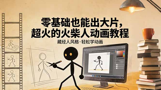 零基础也能出大片,超火的火柴人动画教程(藏经人风格)-初遇资源网