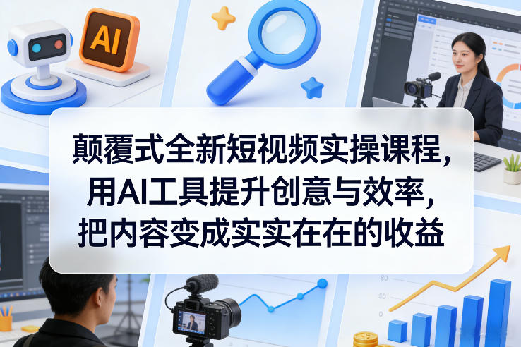颠覆式全新短视频实操课程,用AI工具提升创意与效率,把内容变成实实在在的收益-初遇资源网