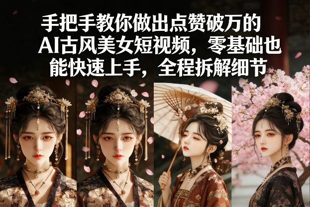 手把手教你做出点赞破万的AI古风美女短视频,零基础也能快速上手,全程拆解细节-初遇资源网