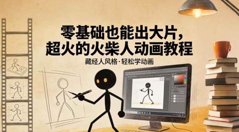 零基础也能出大片,超火的火柴人动画教程(藏经人风格)-初遇资源网