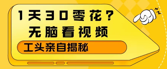 1天30零花？无脑看视频，大佬亲自揭秘-初遇资源网