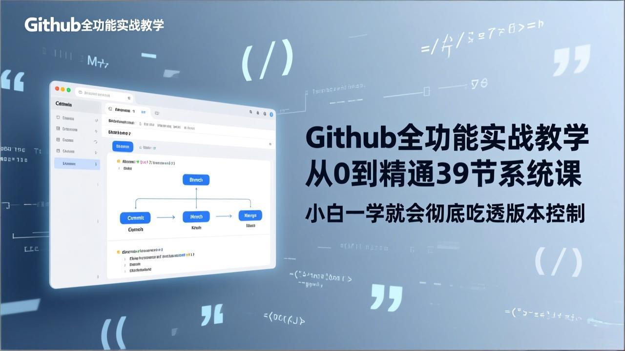 GitHub-全功能实战教学,从0到精通39节系统课,小白一学就会彻底吃透版本控制-初遇资源网