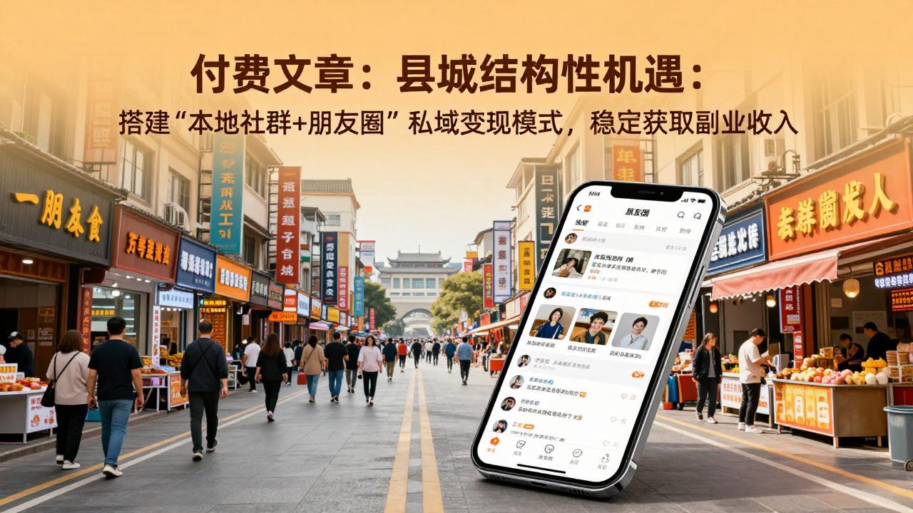 付费文章:县城结构性机遇:搭建“本地社群+朋友圈”私域变现模式,稳定获取副业收入-初遇资源网