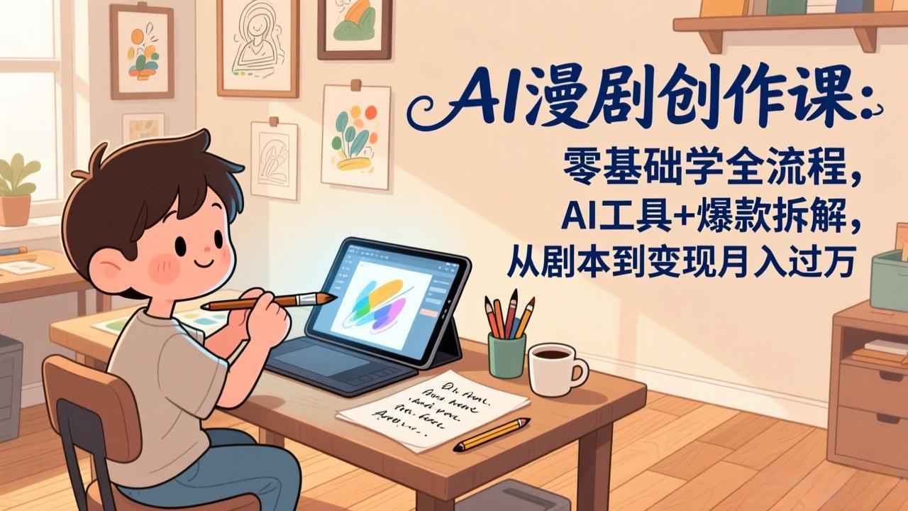AI漫剧创作课:零基础学全流程,AI工具+爆款拆解,从剧本到变现月入过万-初遇资源网