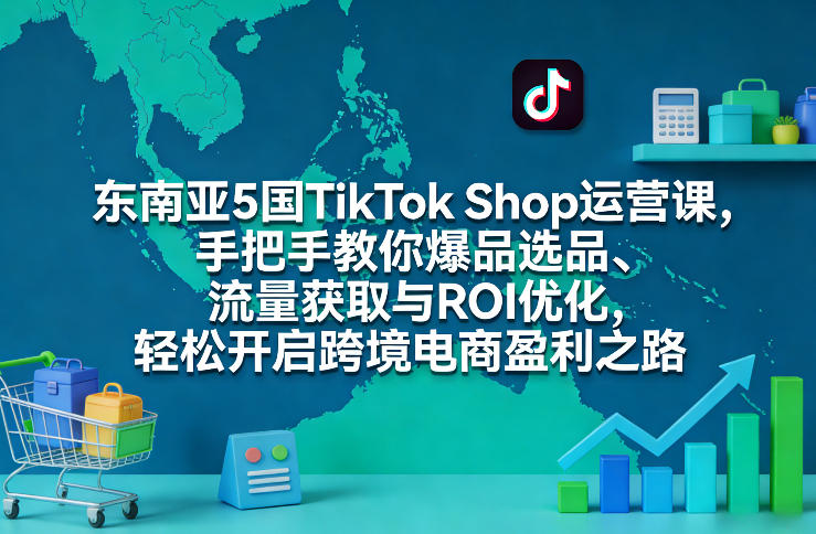东南亚5国TikTok Shop运营课，手把手教你爆品选品、流量获取与ROI优化，轻松开启跨境电商盈利之路-初遇资源网