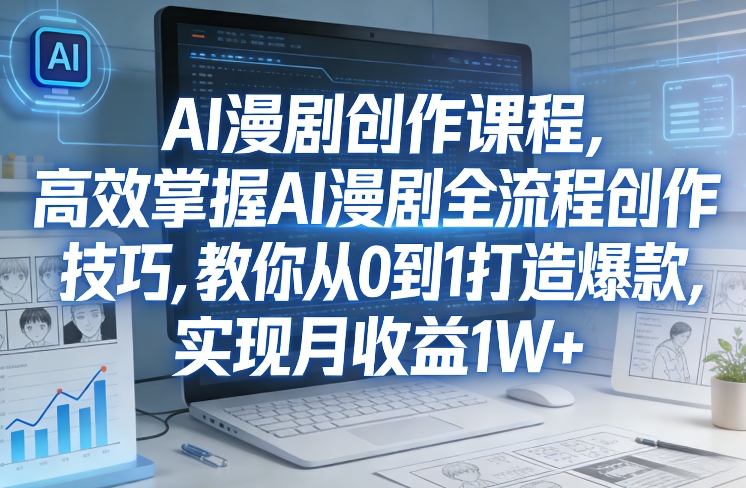某社群AI漫剧创作课程，高效掌握AI漫剧全流程创作技巧，教你从0到1打造爆款，实现月收益1W+-初遇资源网