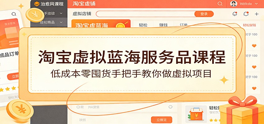 淘宝虚拟蓝海服务品课程：低成本零囤货手把手教你做虚拟项目-初遇资源网