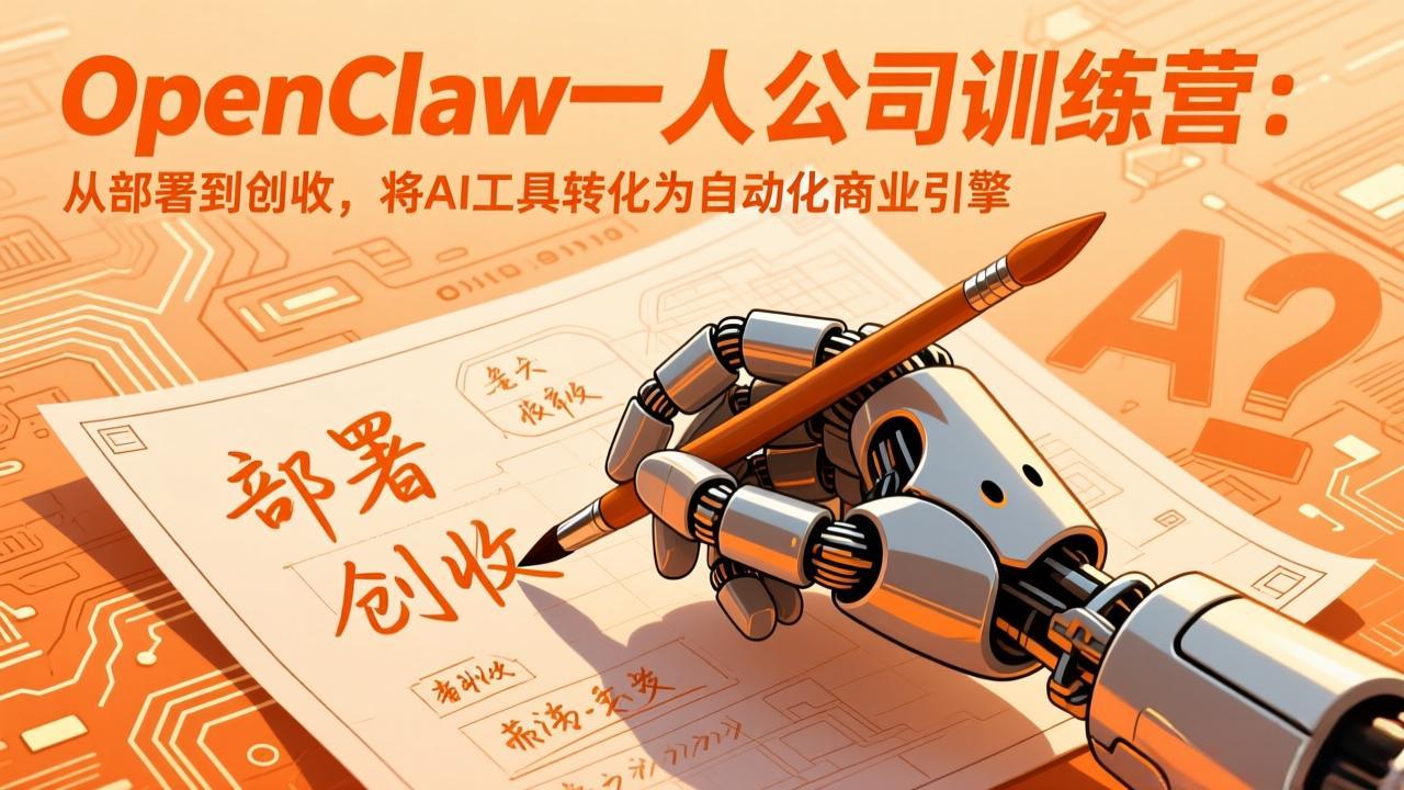 OpenClaw一人公司训练营：从部署到创收，将AI工具转化为自动化商业引擎-初遇资源网