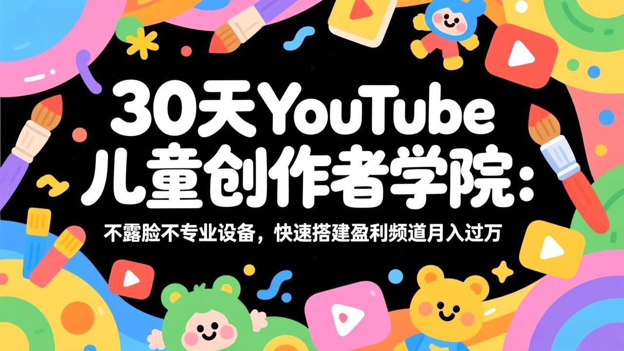 30天YouTube儿童创作者学院:不露脸不专业设备,快速搭建盈利频道月入过万-初遇资源网