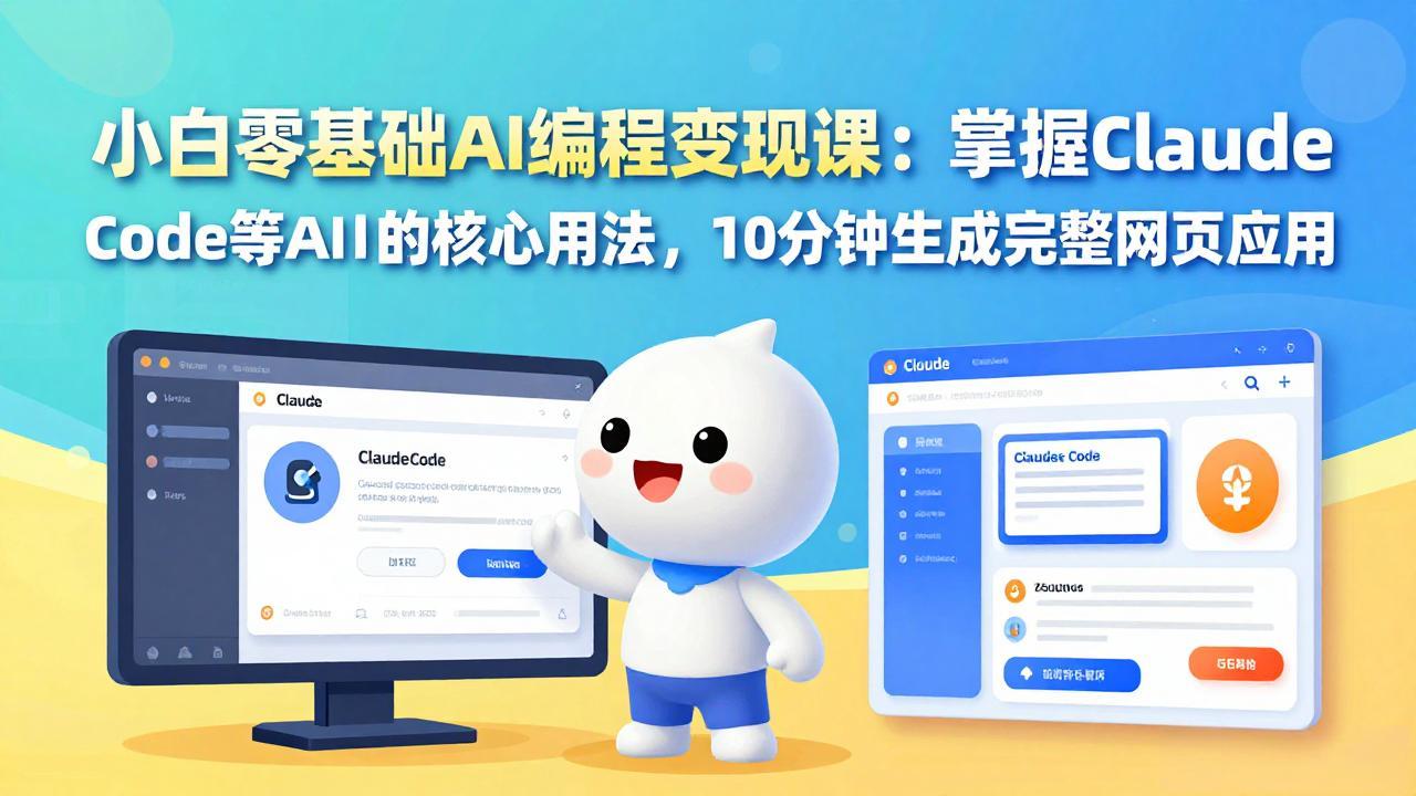 小白零基础AI编程变现课：掌握Claude Code等AI工具的核心用法，10分钟生成完整网页应用-初遇资源网