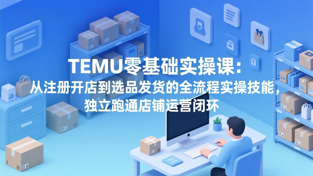 TEMU零基础实操课:从注册开店到选品发货的全流程实操技能,独立跑通店铺运营闭环-初遇资源网