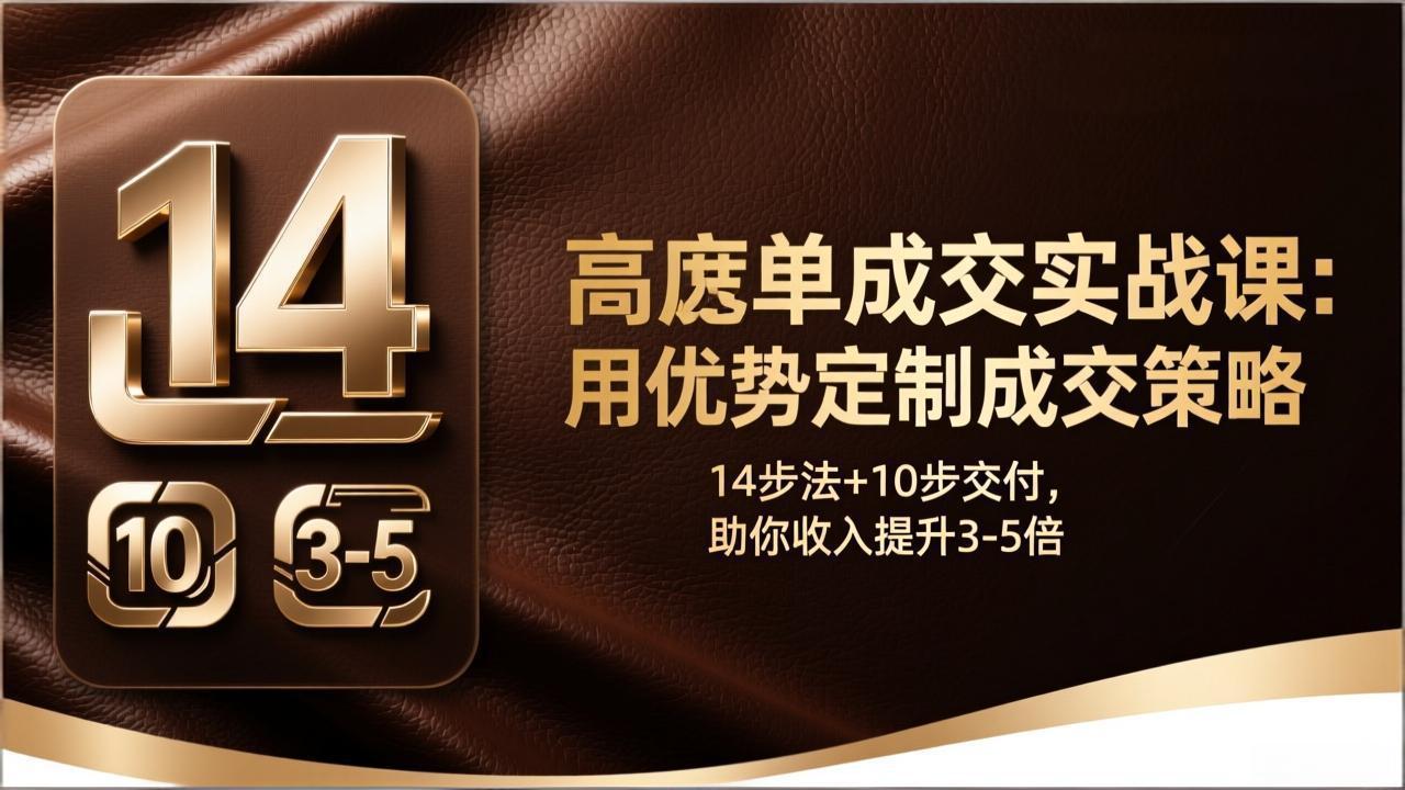 高客单成交实战课:用优势定制成交策略,14步法+10步交付,助你收入提升3-5倍-初遇资源网