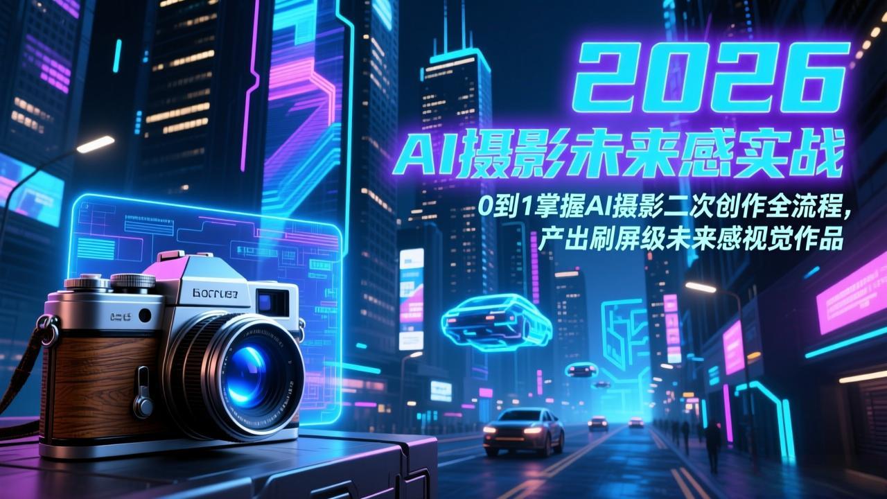 2026 AI摄影未来感实战：0到1掌握AI摄影二次创作全流程，产出刷屏级未来感视觉作品-初遇资源网