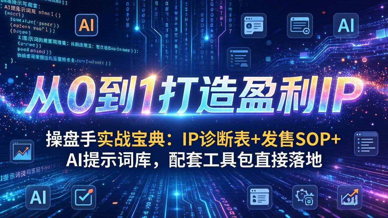 操盘手实战宝典：IP诊断表+发售SOP+AI提示词库，配套工具包直接落地，从0到1打造盈利IP-初遇资源网